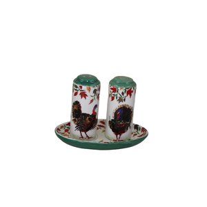 Inslee Fariss Anthrpologie Salt Pepper Set Turkey Shakers Ceramic 91177